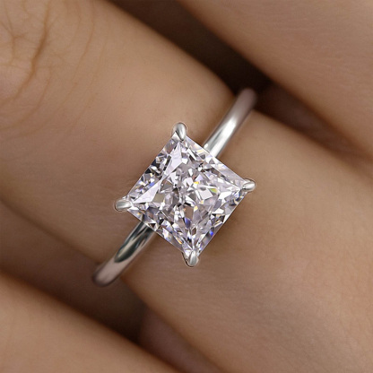 2Ct Classic Princess Cut Engagement Ring for Women In Sterling Silver-Sterling Silver-lornajewelry