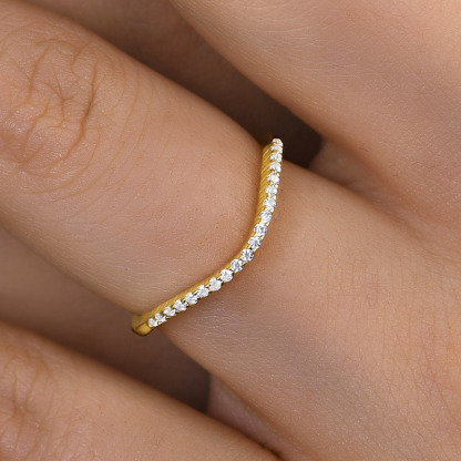 Unique Yellow Gold Pave Wedding Band-Sterling Silver-lornajewelry