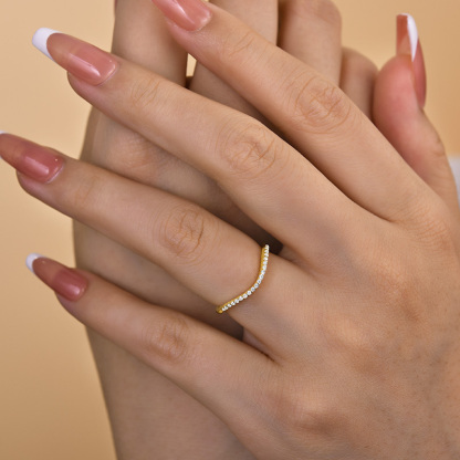 Unique Yellow Gold Pave Wedding Band-Sterling Silver-lornajewelry