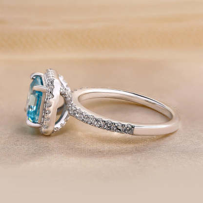 3Ct Exclusive Halo Asscher Cut Light Aquamarine Blue Engagement Ring In Sterling Silver-Sterling Silver-lornajewelry