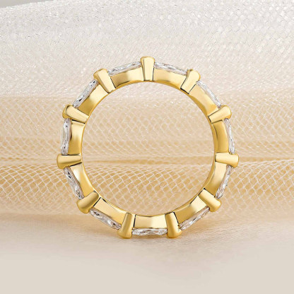 Elegant Yellow Gold Marquise Cut Full Wedding Band In Sterling Silver-Sterling Silver-lornajewelry