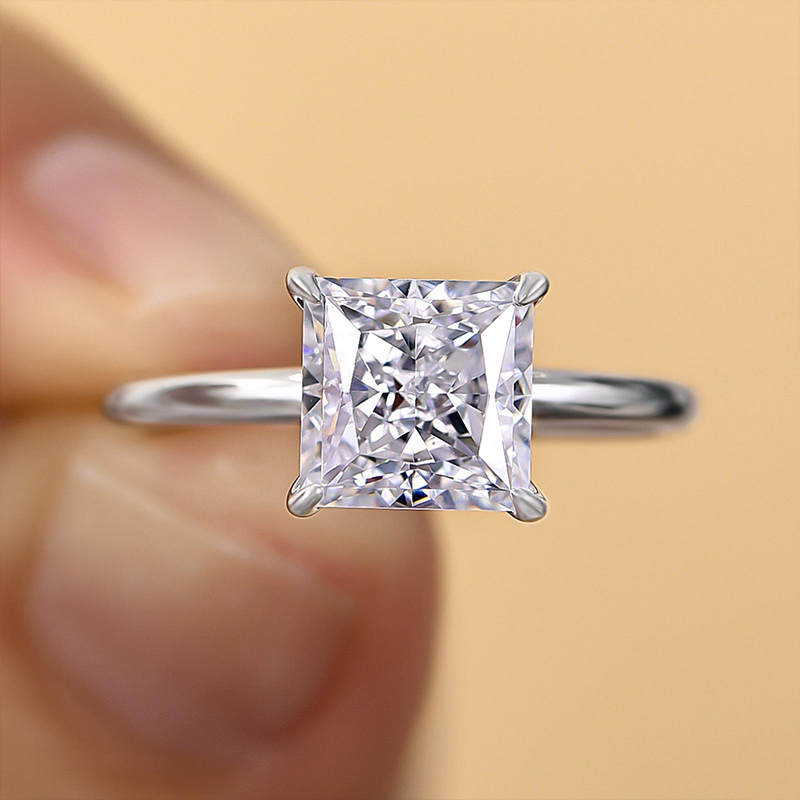 2Ct Classic Princess Cut Engagement Ring for Women In Sterling Silver-Sterling Silver-lornajewelry