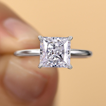 2Ct Classic Princess Cut Engagement Ring for Women In Sterling Silver-Sterling Silver-lornajewelry