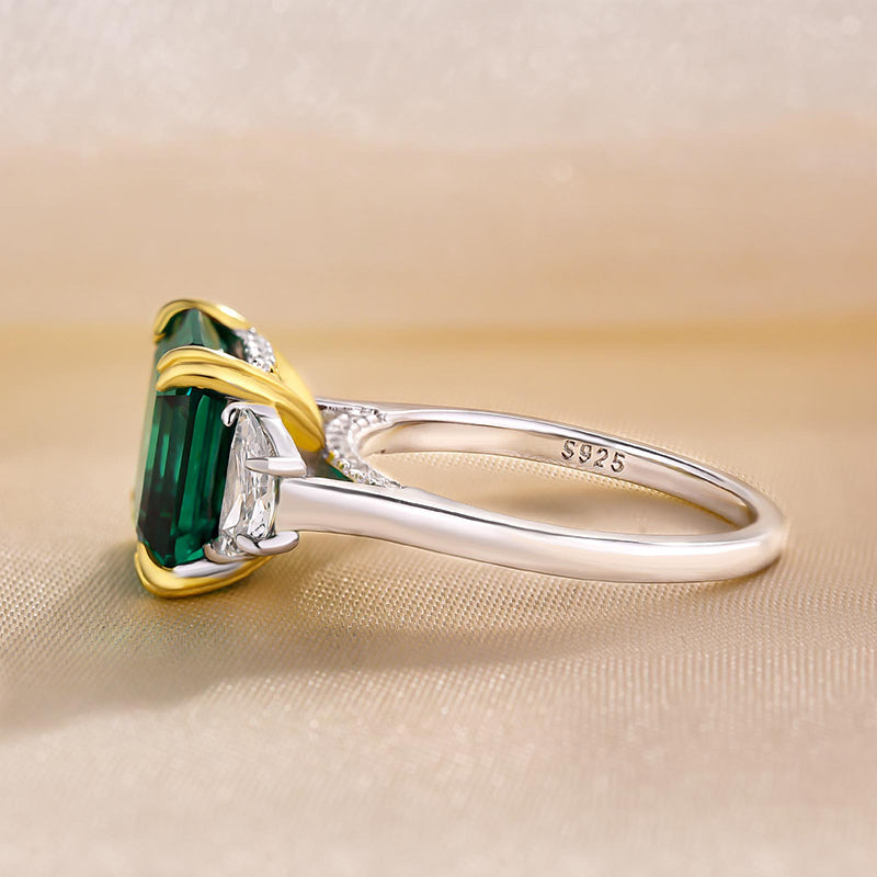 4.5Ct Paraiba Tourmaline Asscher Cut Three Stone Women's Engagement Ring In Sterling Silver-Sterling Silver-lornajewelry