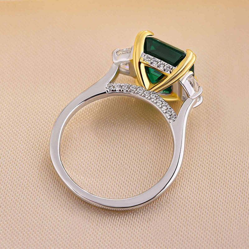 4.5Ct Paraiba Tourmaline Asscher Cut Three Stone Women's Engagement Ring In Sterling Silver-Sterling Silver-lornajewelry