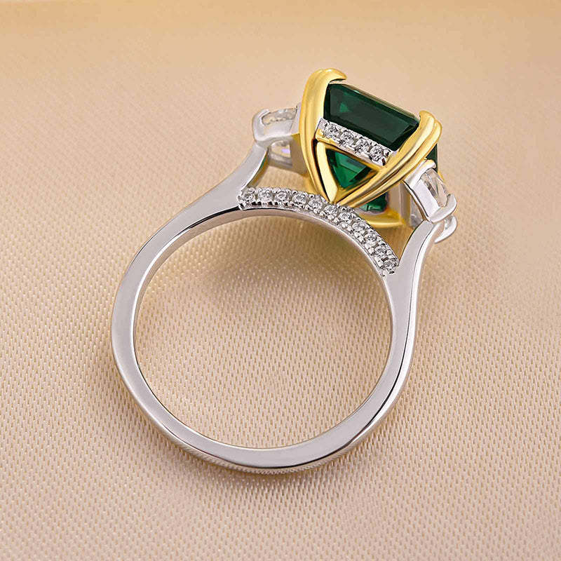 4.5Ct Paraiba Tourmaline Asscher Cut Three Stone Women's Engagement Ring In Sterling Silver-Sterling Silver-lornajewelry