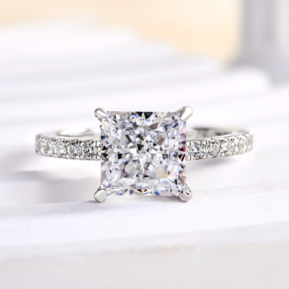 2Ct Sparkle Princess Cut Engagement Ring For Women In Sterling Silver-Sterling Silver-lornajewelry