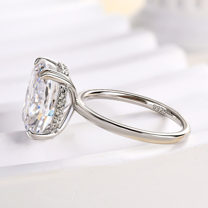 7Ct Sparkle Crushed Ice Cushion Cut Engagement Ring-Sterling Silver-lornajewelry