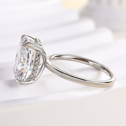 7Ct Sparkle Crushed Ice Cushion Cut Engagement Ring-Sterling Silver-lornajewelry