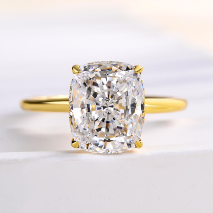 4Ct Excellent Cushion Cut Engagement Ring-Sterling Silver-lornajewelry