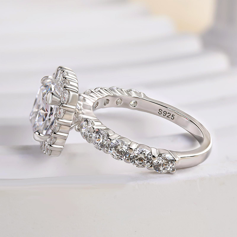 2.5Ct Precious Halo Crushed Ice Cushion Cut Engagement Ring-Sterling Silver-lornajewelry