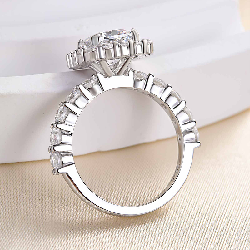 2.5Ct Precious Halo Crushed Ice Cushion Cut Engagement Ring-Sterling Silver-lornajewelry