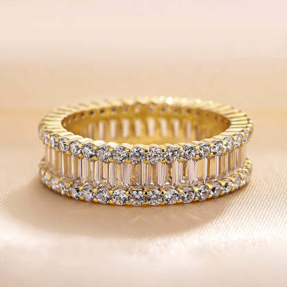 Stunning Emerald Cut Women's Wedding Band In Sterling Silver-Sterling Silver-lornajewelry