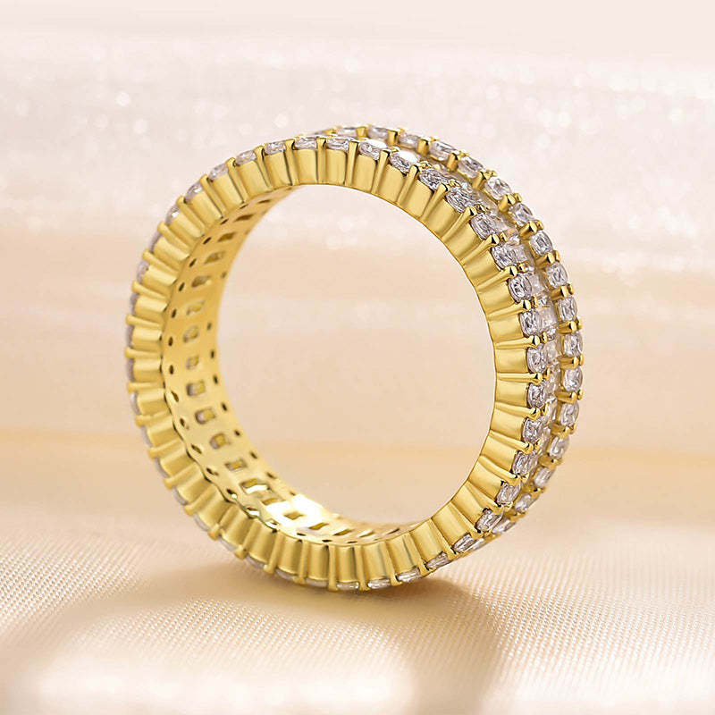 Stunning Emerald Cut Women's Wedding Band In Sterling Silver-Sterling Silver-lornajewelry