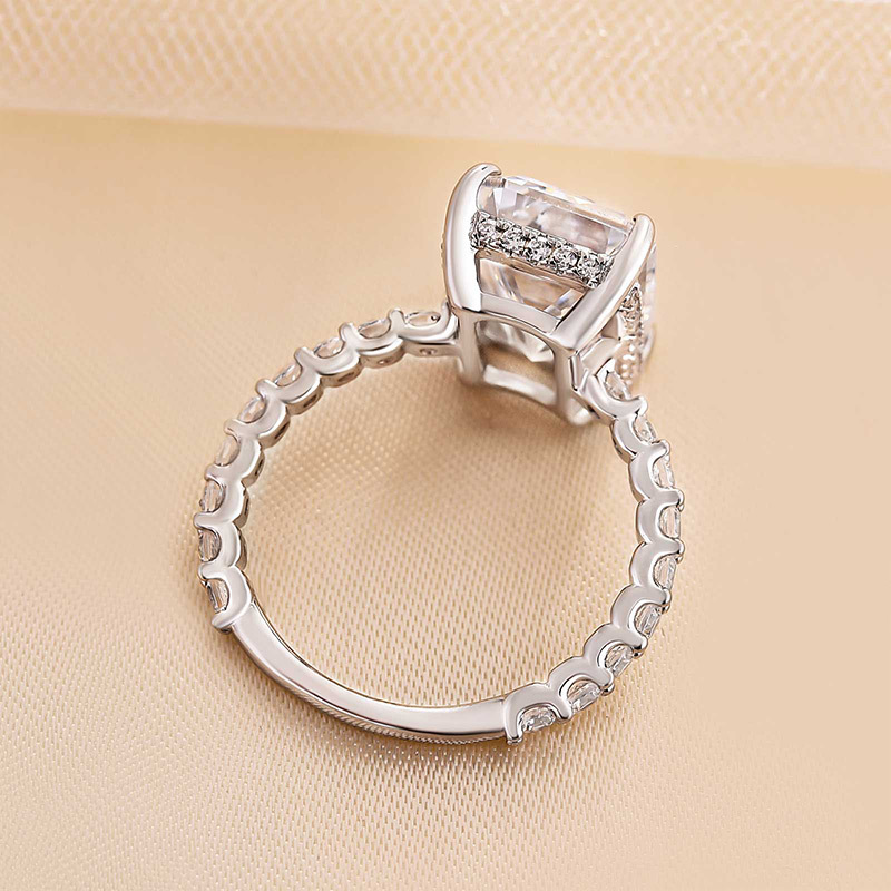 7.5Ct Exclusive Elongated Emerald Cut Engagement Ring In Sterling Silver-Sterling Silver-lornajewelry