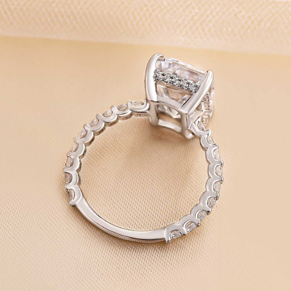 7.5Ct Exclusive Elongated Emerald Cut Engagement Ring In Sterling Silver-Sterling Silver-lornajewelry