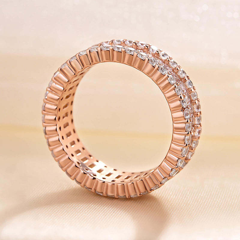 Stunning Emerald Cut Women's Wedding Band In Sterling Silver-Sterling Silver-lornajewelry