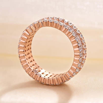 Stunning Emerald Cut Women's Wedding Band In Sterling Silver-Sterling Silver-lornajewelry