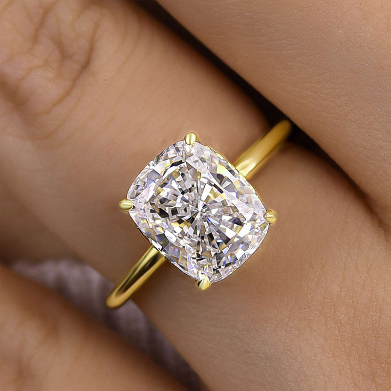 4Ct Excellent Cushion Cut Engagement Ring-Sterling Silver-lornajewelry