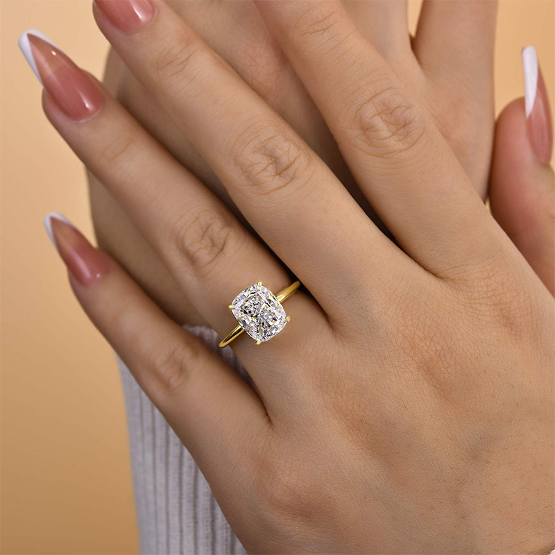 4Ct Excellent Cushion Cut Engagement Ring-Sterling Silver-lornajewelry