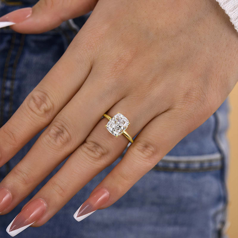 4Ct Excellent Cushion Cut Engagement Ring-Sterling Silver-lornajewelry