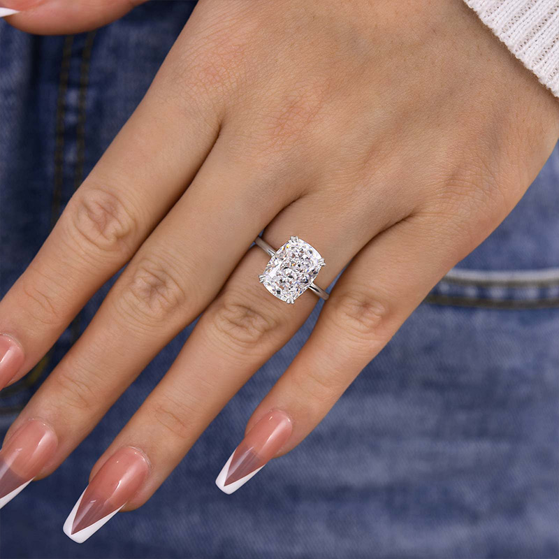 7Ct Sparkle Crushed Ice Cushion Cut Engagement Ring-Sterling Silver-lornajewelry