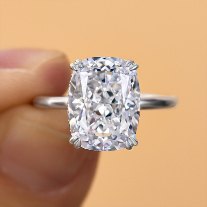 7Ct Sparkle Crushed Ice Cushion Cut Engagement Ring-Sterling Silver-lornajewelry