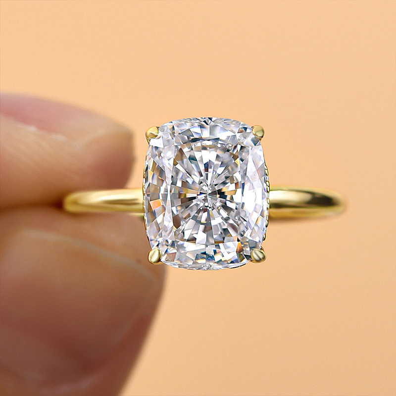 4Ct Excellent Cushion Cut Engagement Ring-Sterling Silver-lornajewelry