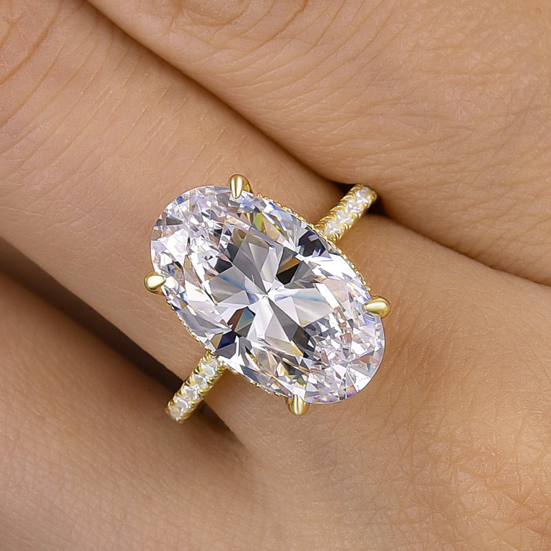 8Ct Luxurious Yellow Gold Oval Cut Engagement Ring In Sterling Silver-Sterling Silver-lornajewelry