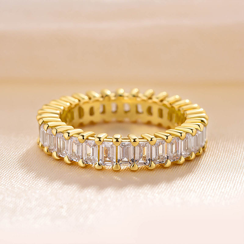 Classic Emerald Cut s Women's Wedding Band-Sterling Silver-lornajewelry