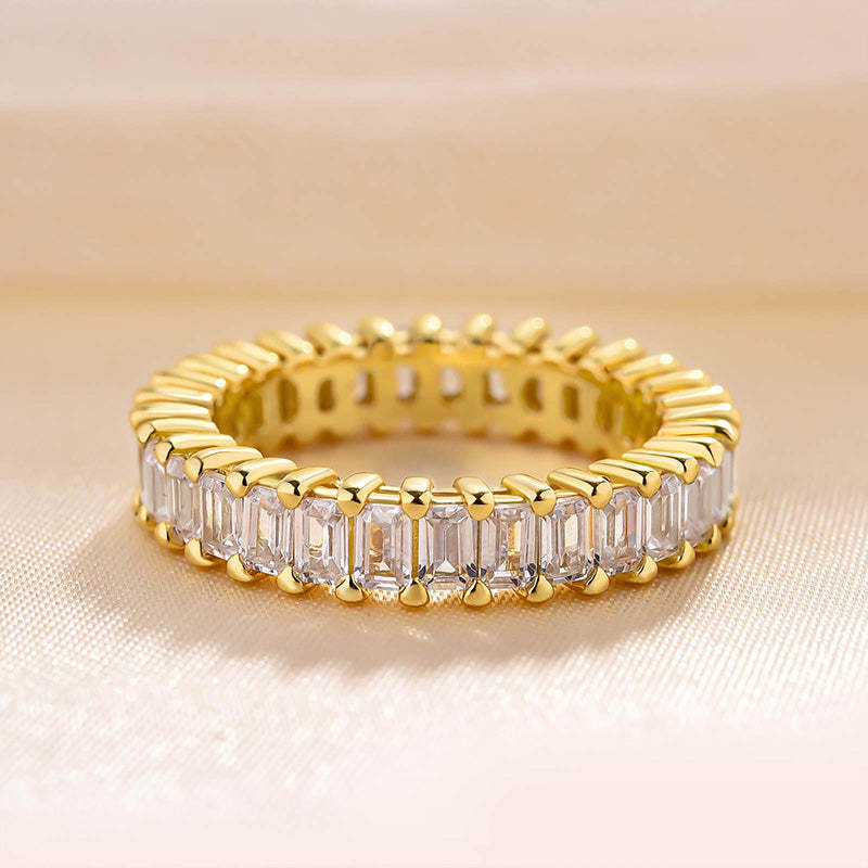 Classic Emerald Cut s Women's Wedding Band-Sterling Silver-lornajewelry