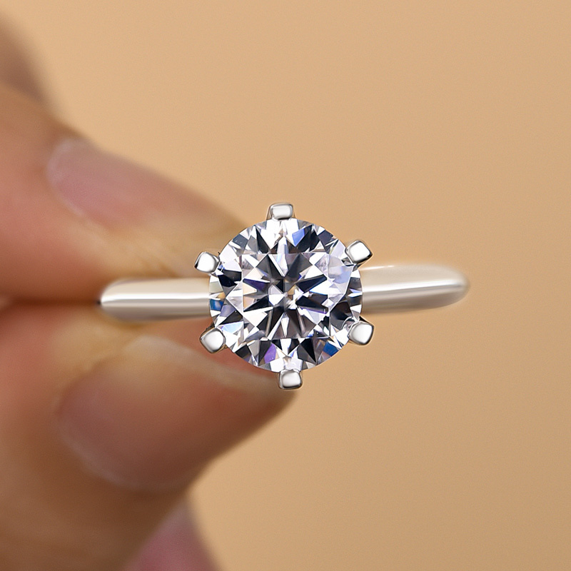 2Ct Moissanite Classic Round Cut Engagement Ring-Sterling Silver-lornajewelry