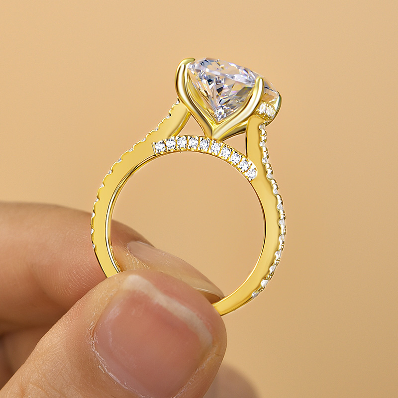 8Ct Luxurious Yellow Gold Oval Cut Engagement Ring In Sterling Silver-Sterling Silver-lornajewelry