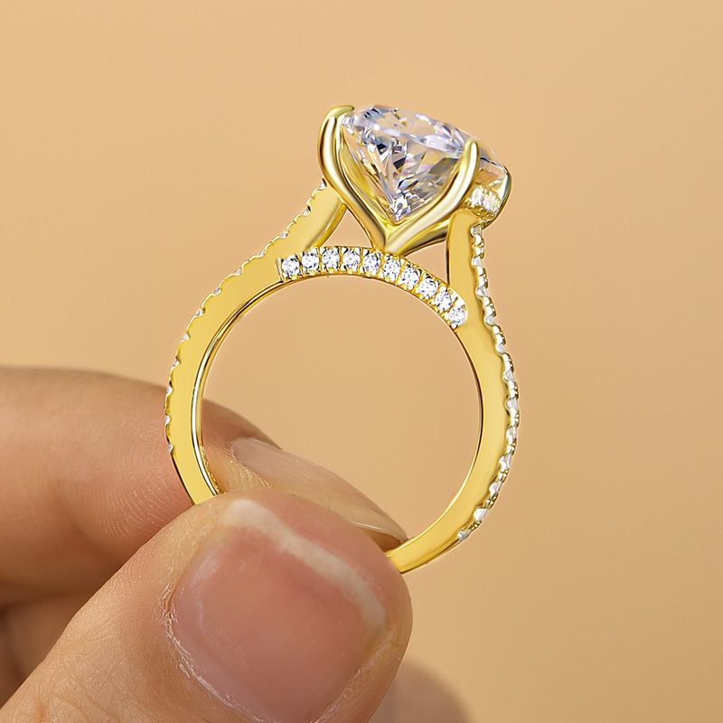 8Ct Luxurious Yellow Gold Oval Cut Engagement Ring In Sterling Silver-Sterling Silver-lornajewelry