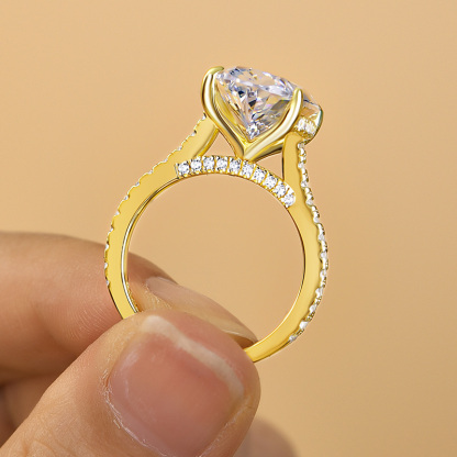 8Ct Luxurious Yellow Gold Oval Cut Engagement Ring In Sterling Silver-Sterling Silver-lornajewelry