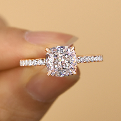 1.5 Ct Cushion Cut White Sapphire Women's Engagement Ring-Sterling Silver-lornajewelry