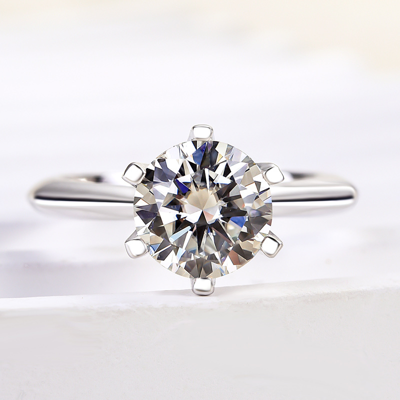 2Ct Moissanite Classic Round Cut Engagement Ring-Sterling Silver-lornajewelry