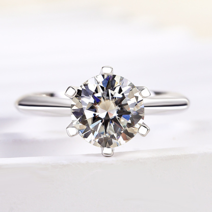 2Ct Moissanite Classic Round Cut Engagement Ring-Sterling Silver-lornajewelry