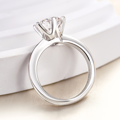 2Ct Moissanite Classic Round Cut Engagement Ring-Sterling Silver-lornajewelry