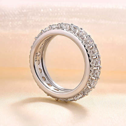 Moissanite Fashion Eternity 3 Row Design Round Cut Women's Wedding Band Ring-Sterling Silver-lornajewelry