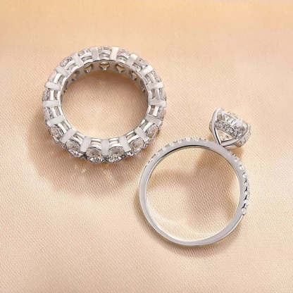 Stunning Oval Cut  Wedding Ring Set In Sterling Silver-Sterling Silver-lornajewelry