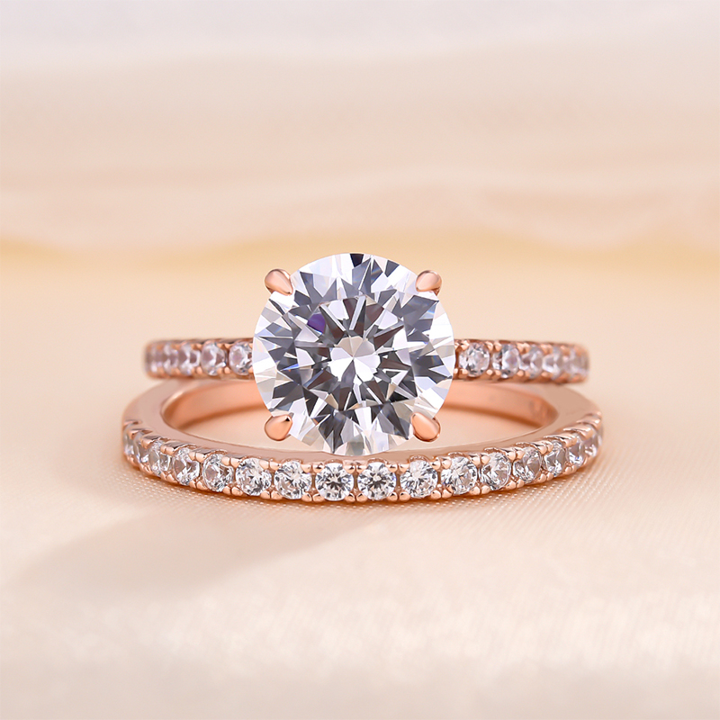 Classic Round Cut Wedding Ring Set In Sterling Silver-Sterling Silver-lornajewelry