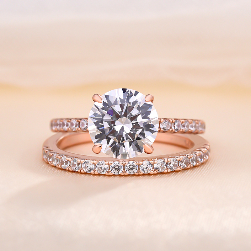 Classic Round Cut Wedding Ring Set In Sterling Silver-Sterling Silver-lornajewelry