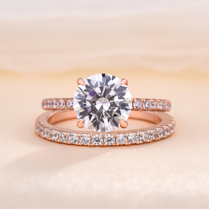 Classic Round Cut Wedding Ring Set In Sterling Silver-Sterling Silver-lornajewelry