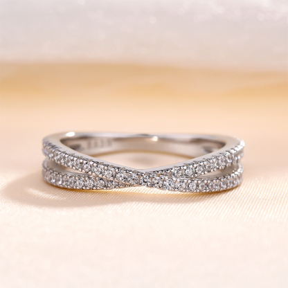 Classic X Criss Cross Wedding Band For Women In Sterling Silver-Sterling Silver-lornajewelry