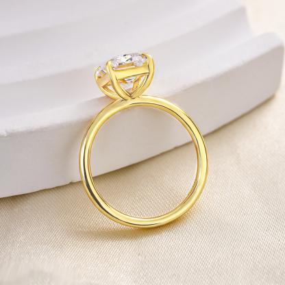 3.5Ct Yellow Gold Emerald Cut Solitaire Engagement Ring For Her-Sterling Silver-lornajewelry