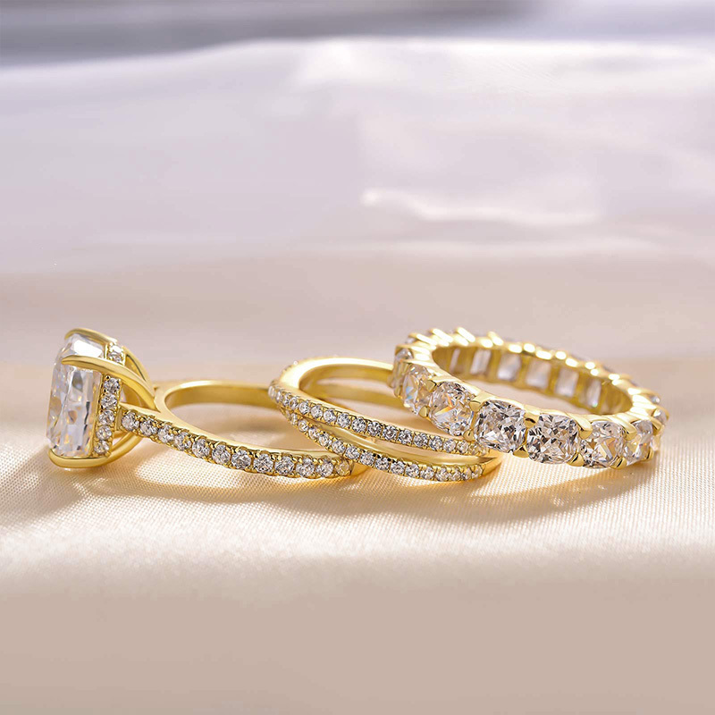 Gorgeous Cushion Cut 3PC Wedding Ring Set In Sterling Silver-Sterling Silver-lornajewelry