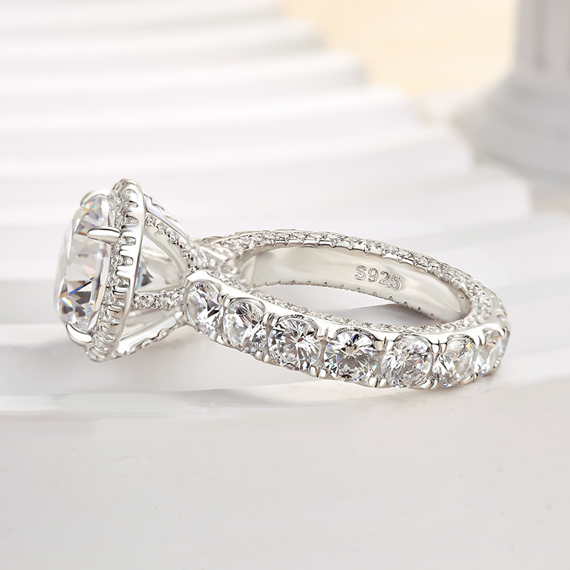 4Ct Luxury Halo Round Cut Engagement Ring-Sterling Silver-lornajewelry