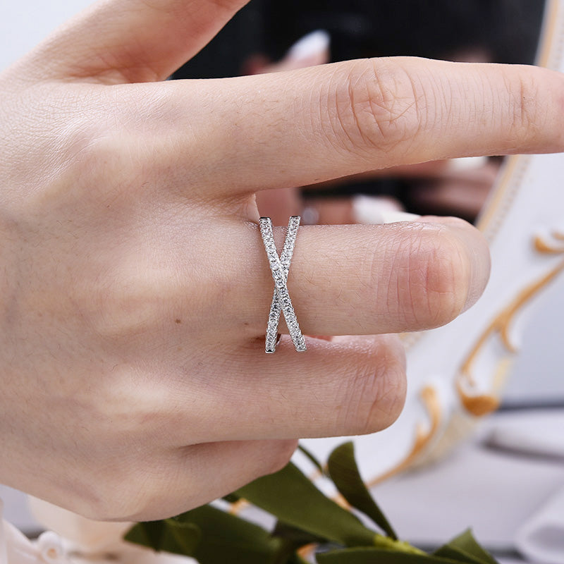 X Criss Cross Wedding Band-Sterling Silver-lornajewelry