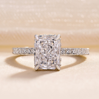 1.5Ct Elegant Sterling Silver Radiant Cut  Engagement Ring-Sterling Silver-lornajewelry